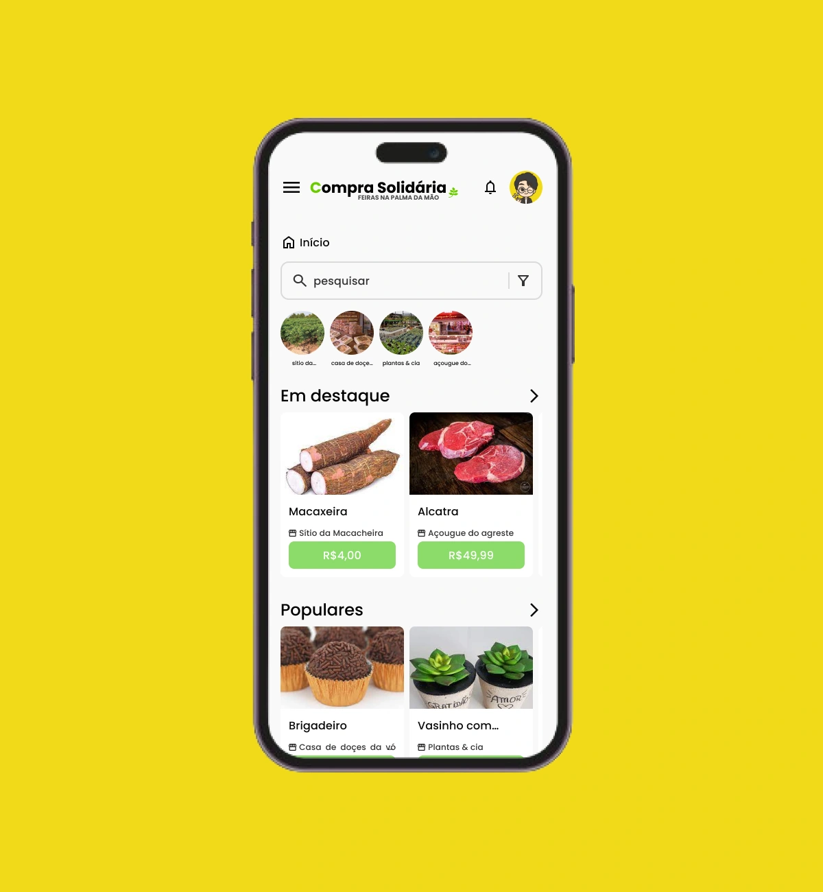 Imagem do aplicativo Compra Solidária.